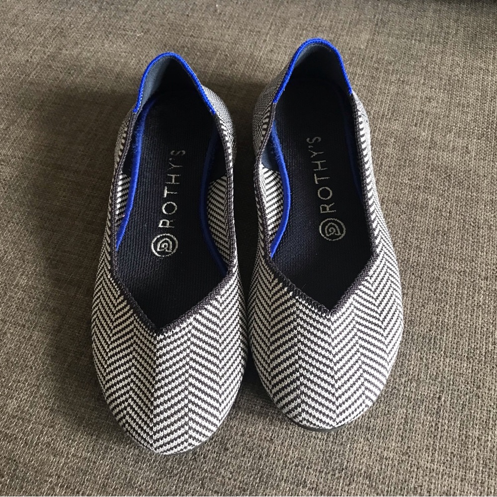 Rothy's Black and White Herringbone Flats